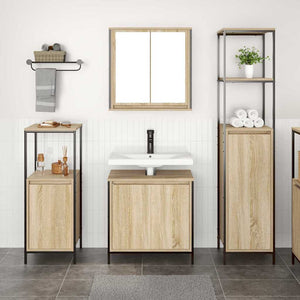 Badezimmermöbel Set Sonoma Eiche Schwarz 3-teilig