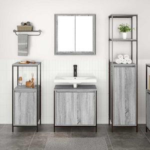 Badezimmermöbel Set Grau Sonoma/Schwarz