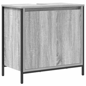 Badezimmermöbel Set Grau Sonoma/Schwarz, 5-teilig
