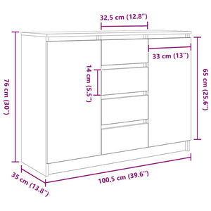Sideboard Weiß mit Schubladen 100,5 cm