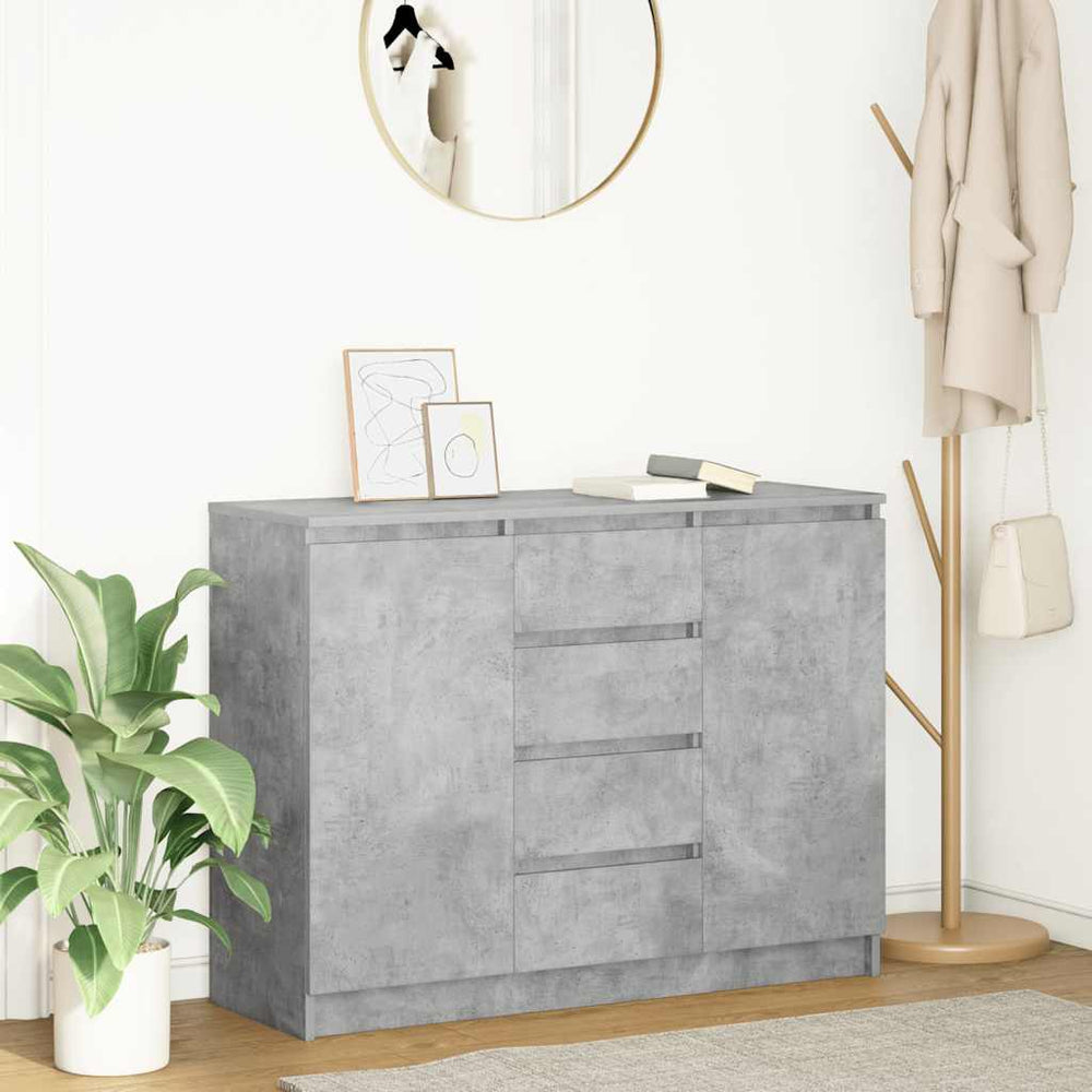 vidaXL Sideboard with Drawers Concrete Grey 100.5x35x76 cm Engineered Wood