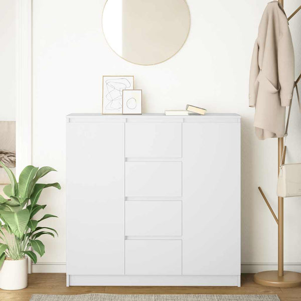 Weißes Sideboard mit Schubladen, 100,5 cm