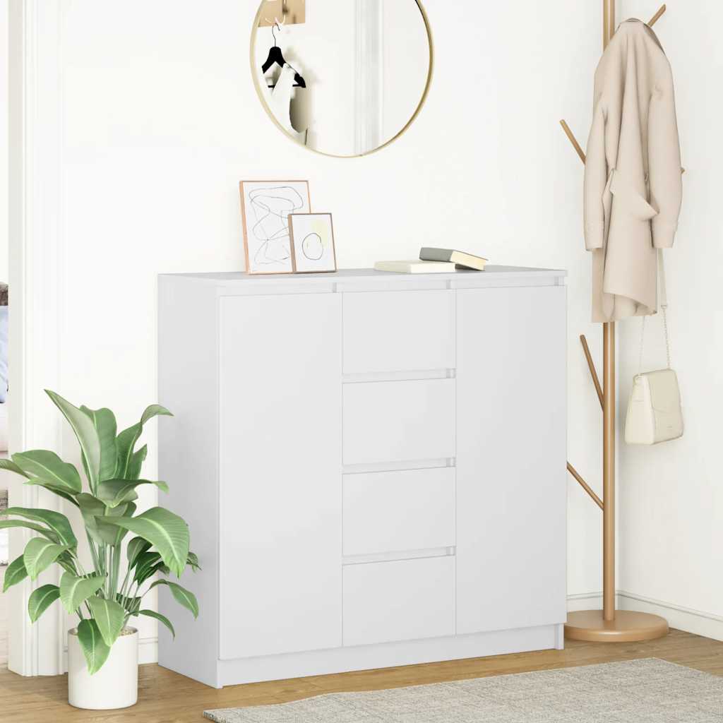 Weißes Sideboard mit Schubladen, 100,5 cm