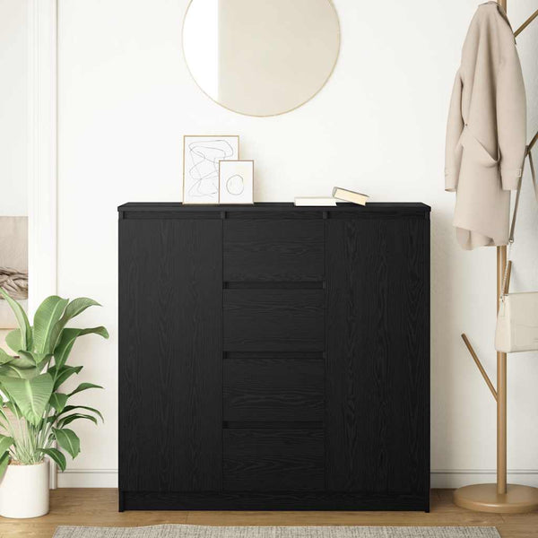 Sideboard Schwarz Eichen-Optik mit Schubladen