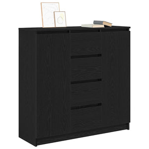 Sideboard Schwarz Eichen-Optik mit Schubladen