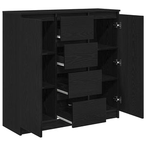 Sideboard Schwarz Eichen-Optik mit Schubladen
