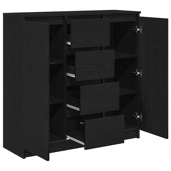 Sideboard Schwarz Eichen-Optik mit Schubladen