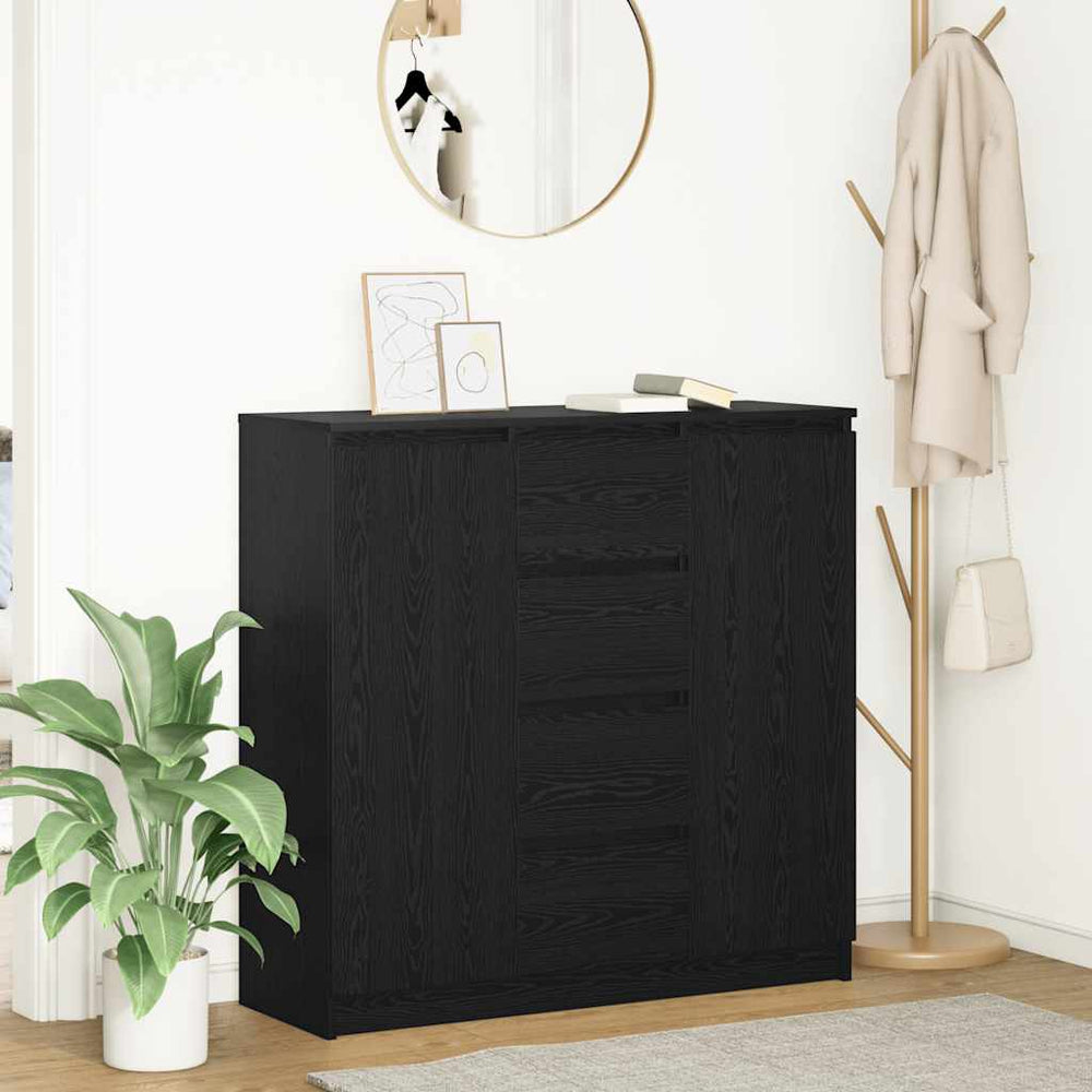vidaXL Sideboard with Drawers Black Oak Look 100.5x35x98.5 cm