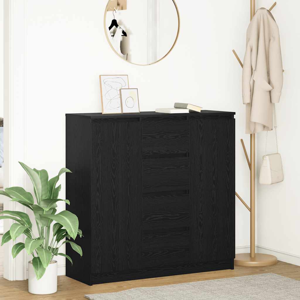 Sideboard Schwarz Eichen-Optik mit Schubladen