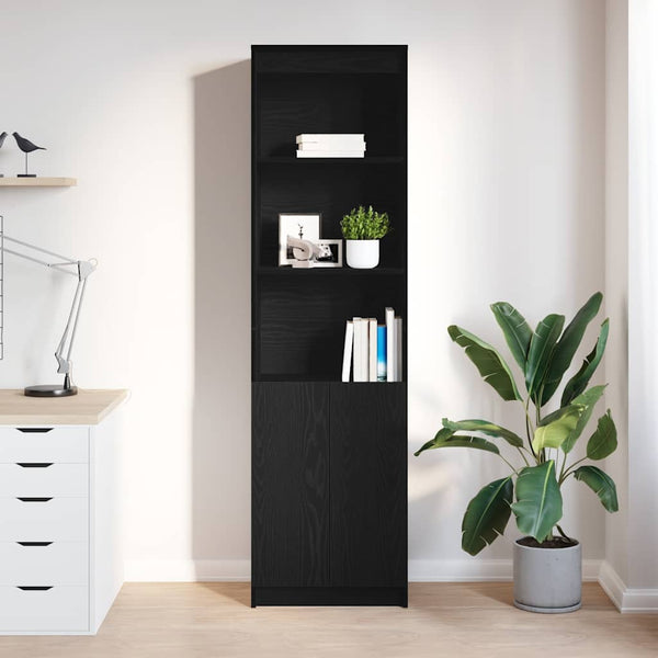 Highboard Schwarz Eichenoptik 50x35x180 cm