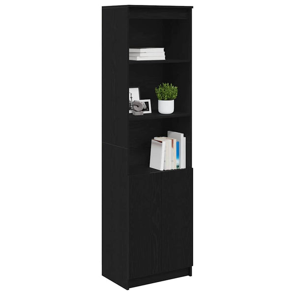 Highboard Schwarz Eichenoptik 50x35x180 cm