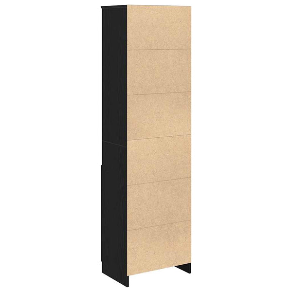 Highboard Schwarz Eichenoptik 50x35x180 cm