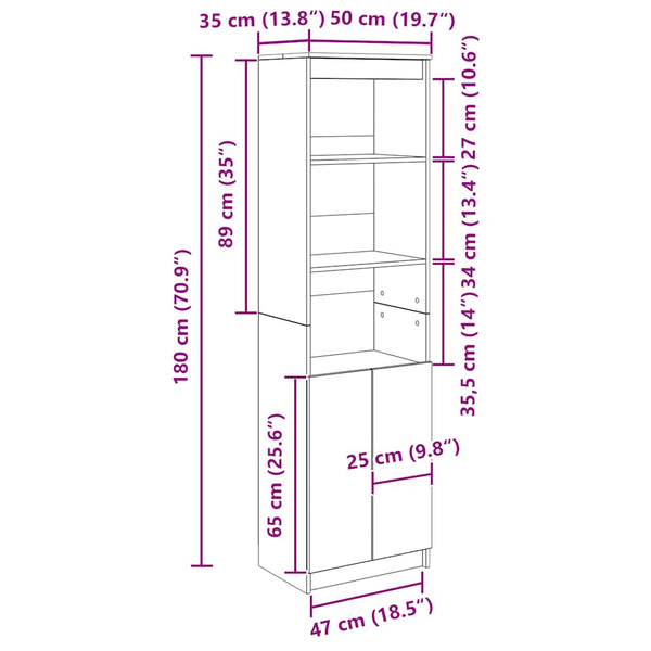 Highboard Artisan Eiche 50x35x180 cm