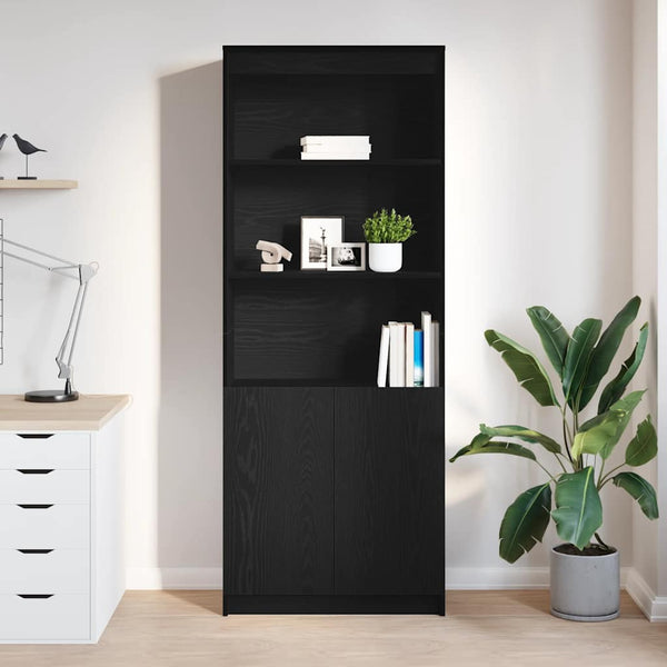 Highboard Schwarz Eichenoptik 70x35x180cm