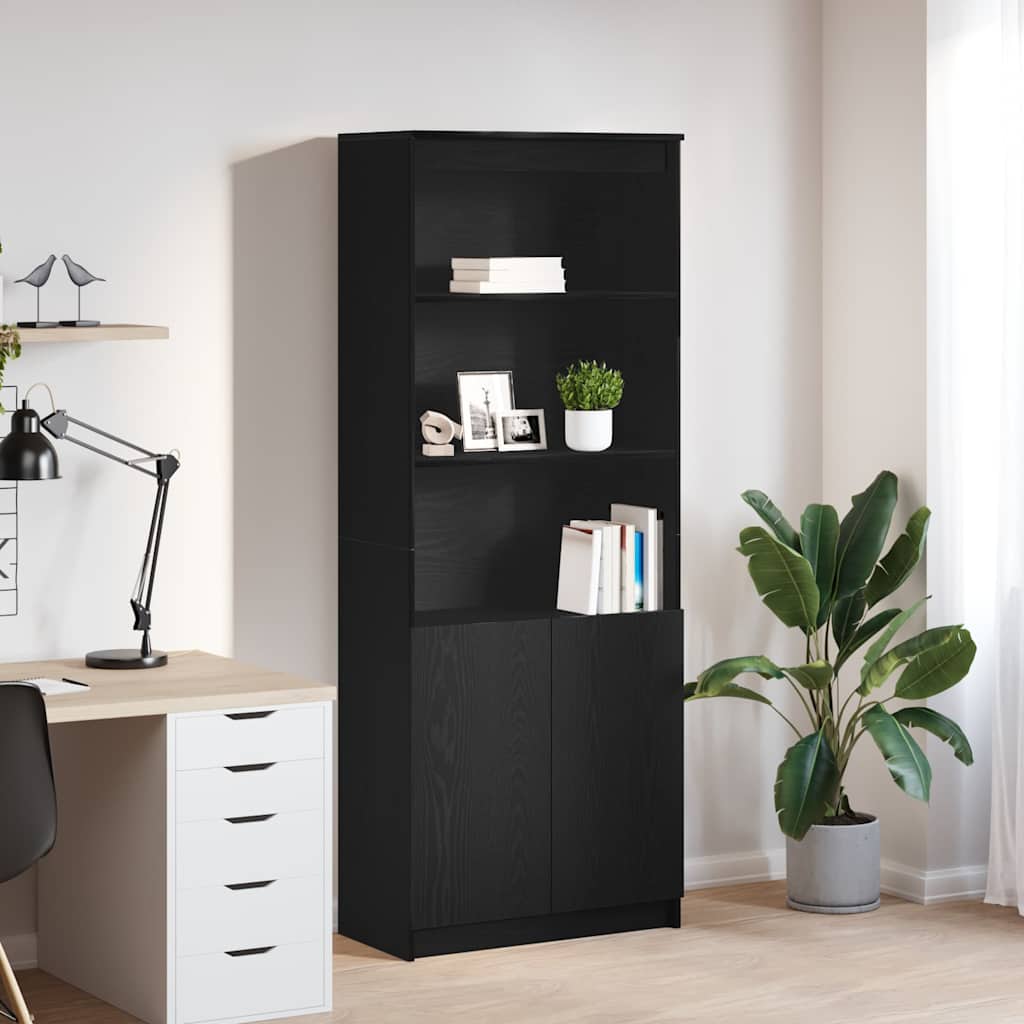Highboard Schwarz Eichenoptik 70x35x180cm