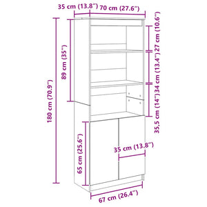 Highboard Räuchereiche 70x35x180cm