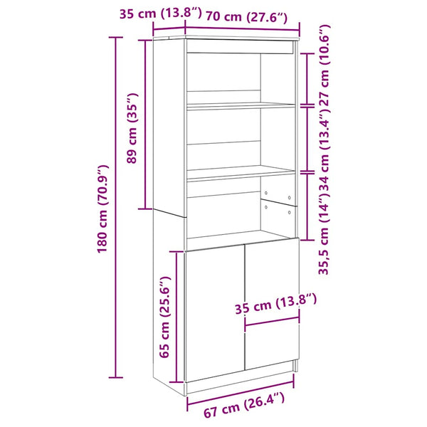 Highboard Grau Sonoma 70x35x180 cm