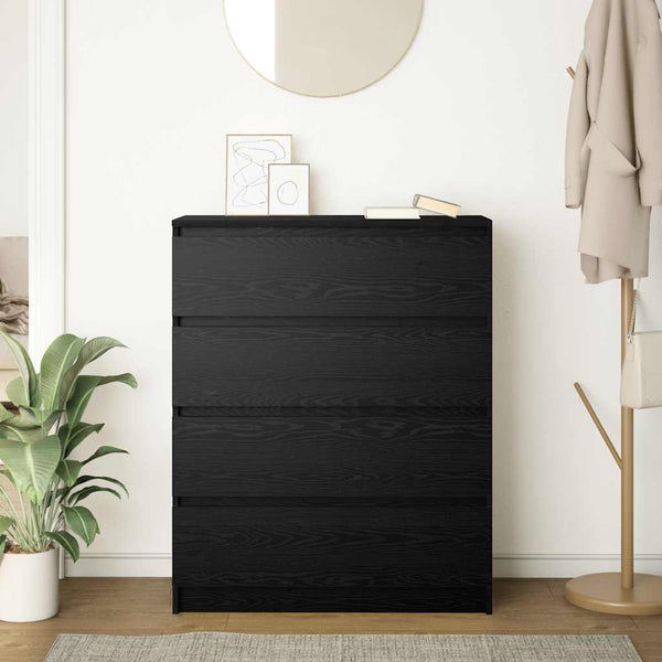 Schwarzes Sideboard Eichenoptik 80 cm