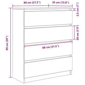 Sideboard Grau Sonoma 80x35x99 cm