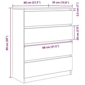 Sideboard Artisan Eiche 80x35x99 cm