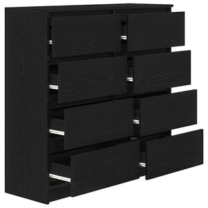 Sideboard Schwarz Eichenoptik 100x35x99cm
