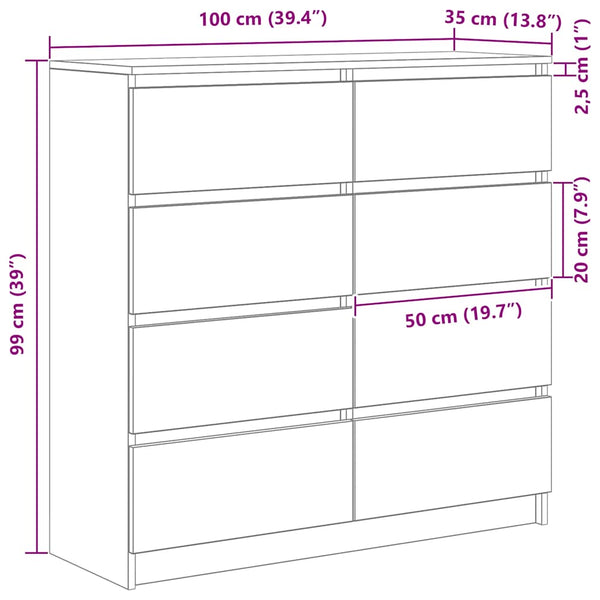 Sideboard Grau Sonoma 100 cm