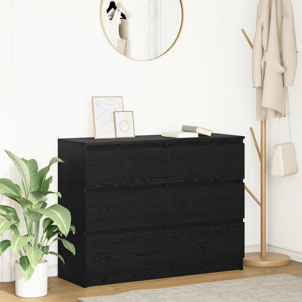 Schwarzes Sideboard Eichen-Optik 100 cm