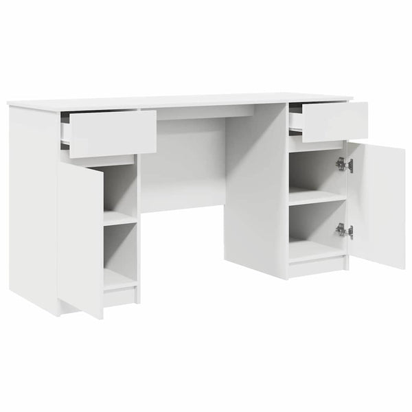 Schreibtisch Weiß mit Schubladen 140 cm