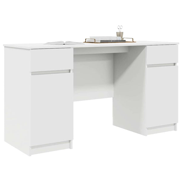Schreibtisch Weiß mit Schubladen 140 cm