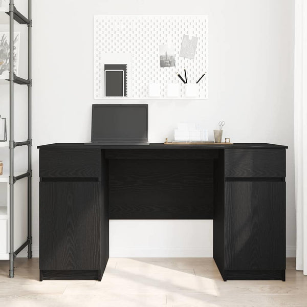Schreibtisch mit Regal Schwarz Eiche 140cm