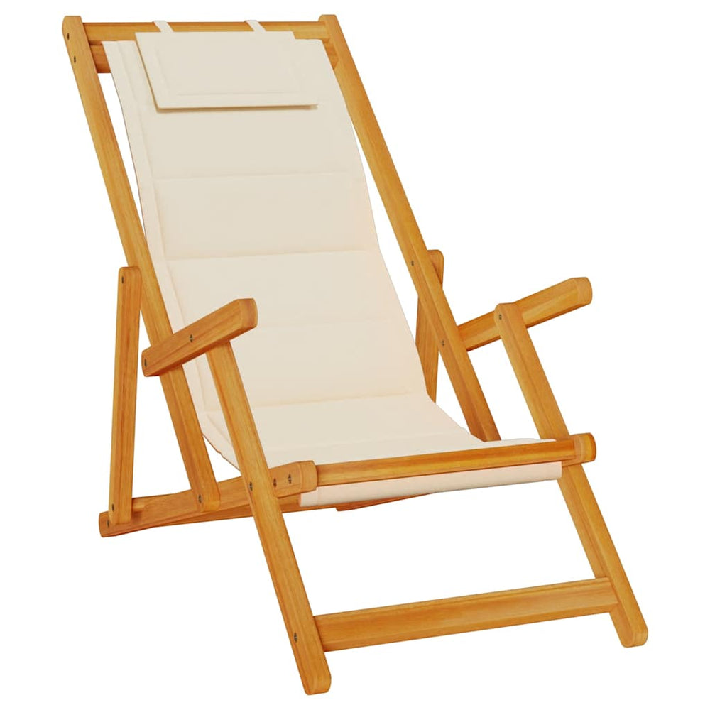Klappbarer Strandstuhl Creme Akazie