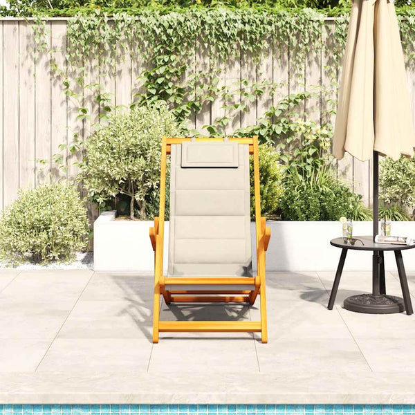 Klappbarer Strandstuhl Creme Akazie