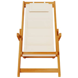Klappbarer Strandstuhl Creme Akazie