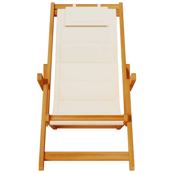 Klappbarer Strandstuhl Creme Akazie