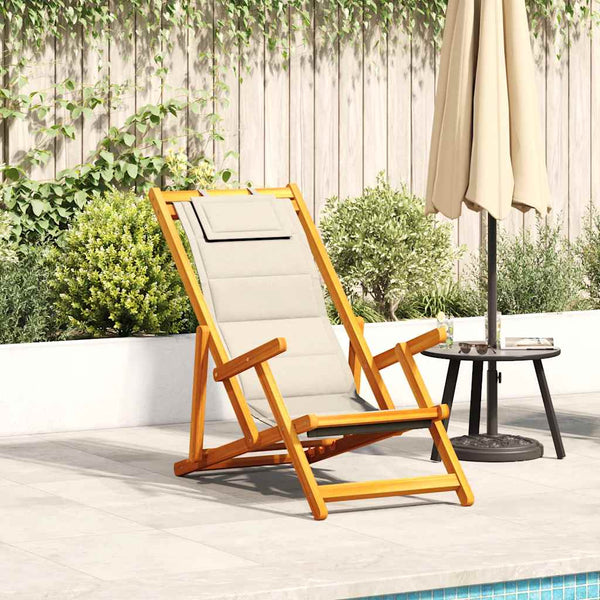 Klappbarer Strandstuhl Creme Akazie