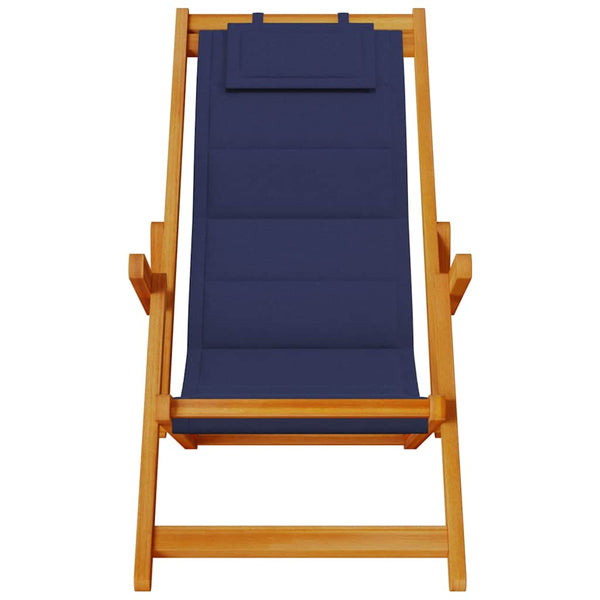 Blauer Klappstuhl mit Armlehnen