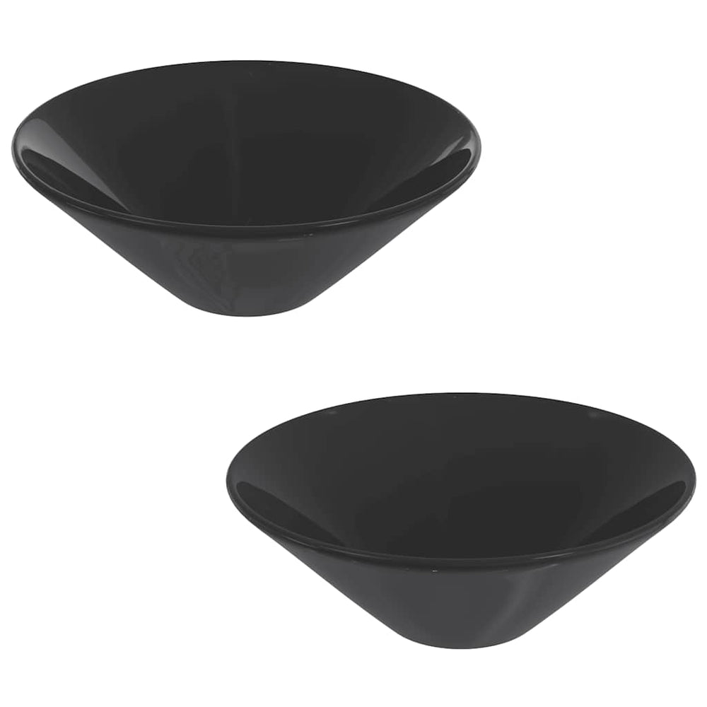 2er Set Waschbecken Schwarz Glänzend Ø42cm
