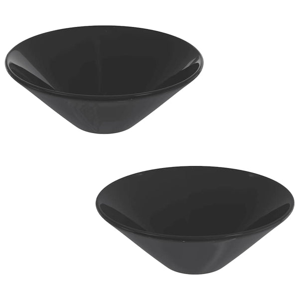 2er Set Waschbecken Schwarz Glänzend Ø42cm