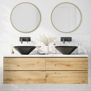 2er Set Waschbecken Schwarz Glänzend Ø42cm