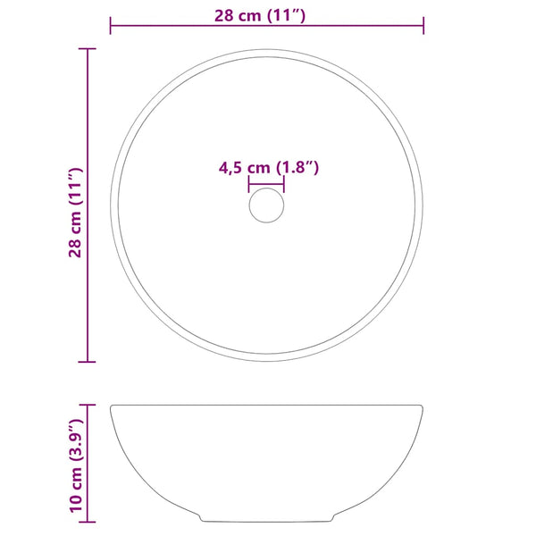 Schwarzes Keramik Waschbecken - Ø28cm