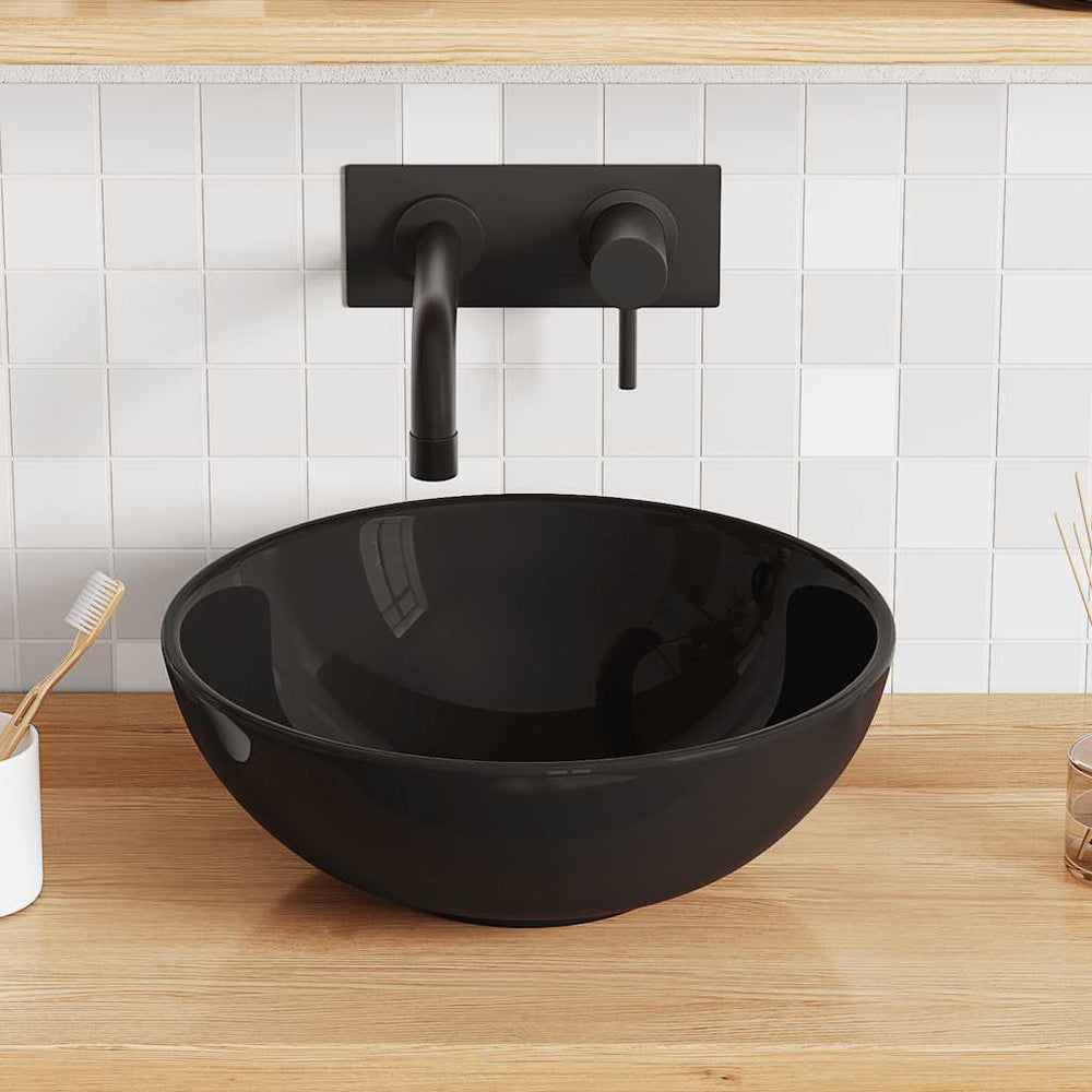 Schwarzes Keramik Waschbecken - Ø28cm