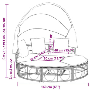 Outdoor Loungebett mit Dach & Kissen
