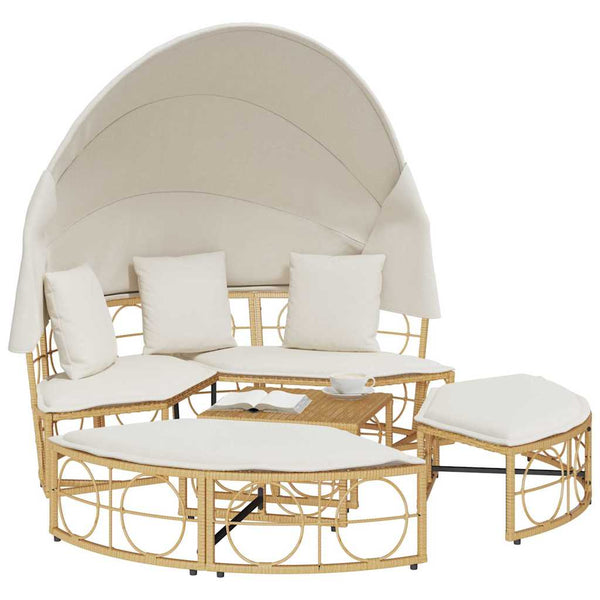 Outdoor Loungebett mit Dach & Kissen