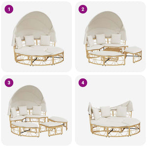Outdoor Loungebett mit Dach & Kissen