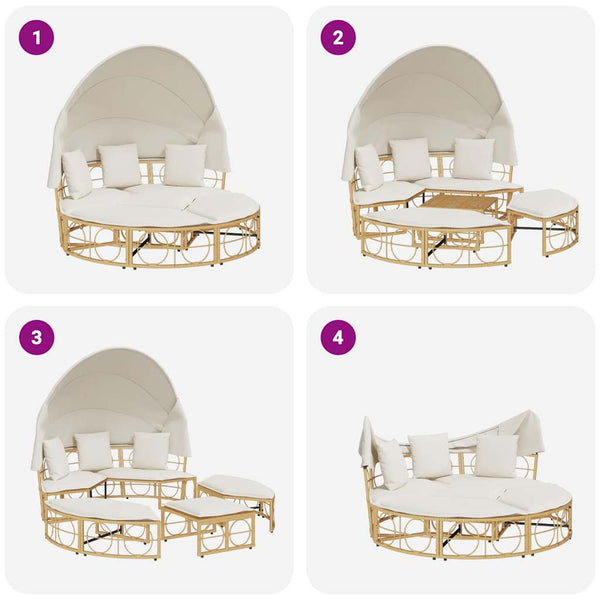 Outdoor Loungebett mit Dach & Kissen