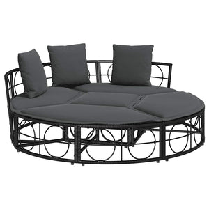 Schwarzes Outdoor-Loungebett ohne Dach