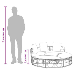 Schwarzes Outdoor-Loungebett ohne Dach