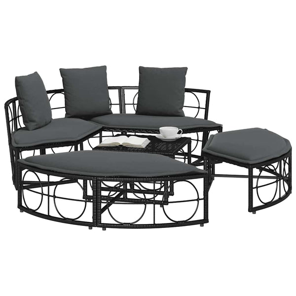 Schwarzes Outdoor-Loungebett ohne Dach