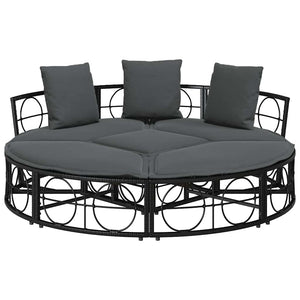 Schwarzes Outdoor-Loungebett ohne Dach