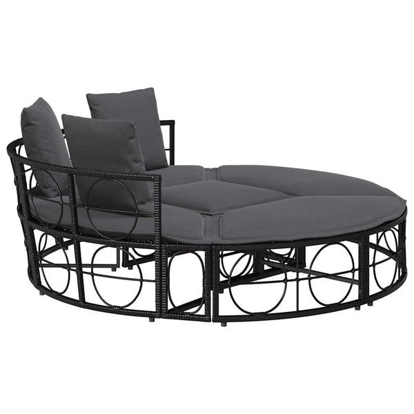 Schwarzes Outdoor-Loungebett ohne Dach